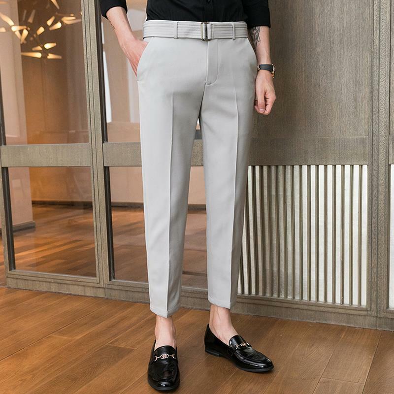 Брюки мужские тонкие прямые облегающие, модные Универсальные брюки из вискозы, повседневные деловые уличные штаны, в Корейском стиле, большие размеры, на лето