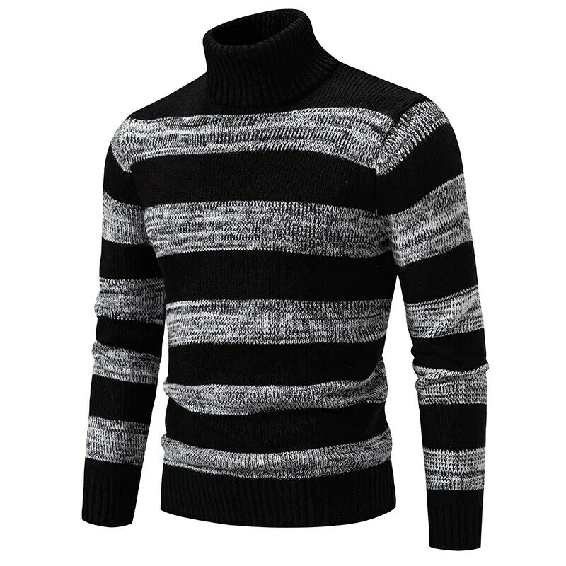 Men's New Autumn and Winter Casual Warm Neck Sweater Knit Pullover Tops  Man Clothes