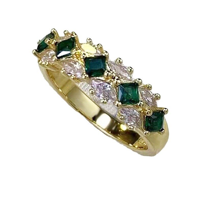 2023 New S925 Silver Fashion Colorful Treasure Artificial Emerald Diamond Ring Personalized  Women's Style