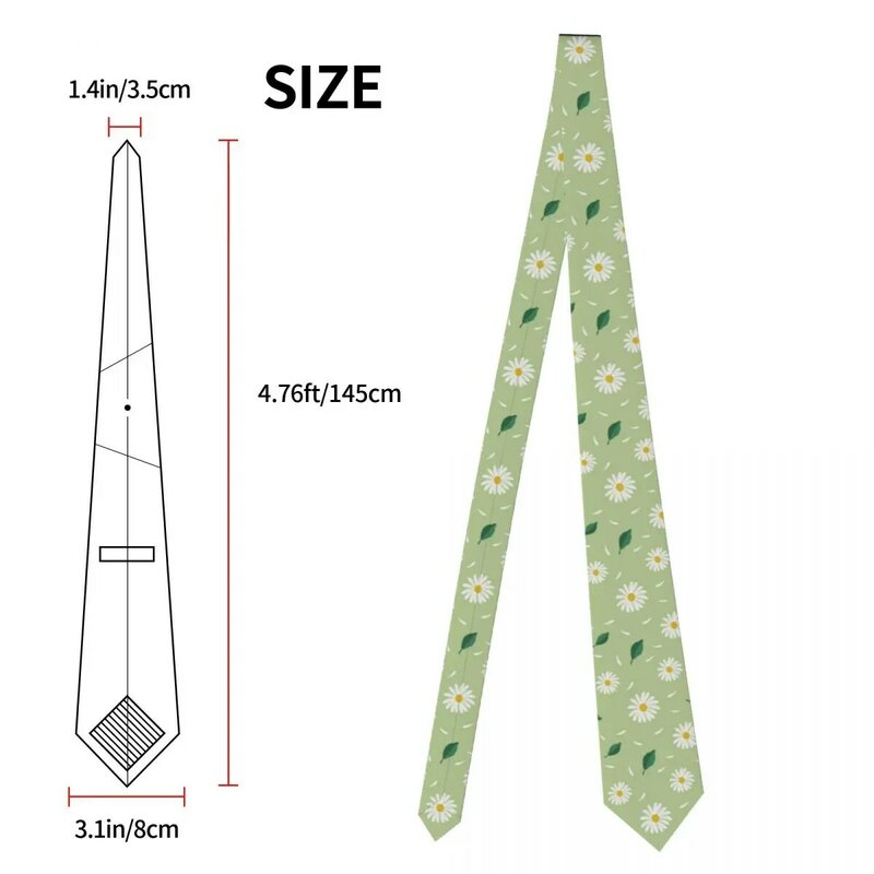 Mens Tie Classic Skinny Chamomiles And Leaves Neckties Narrow Collar Slim Casual Tie Accessories Gift