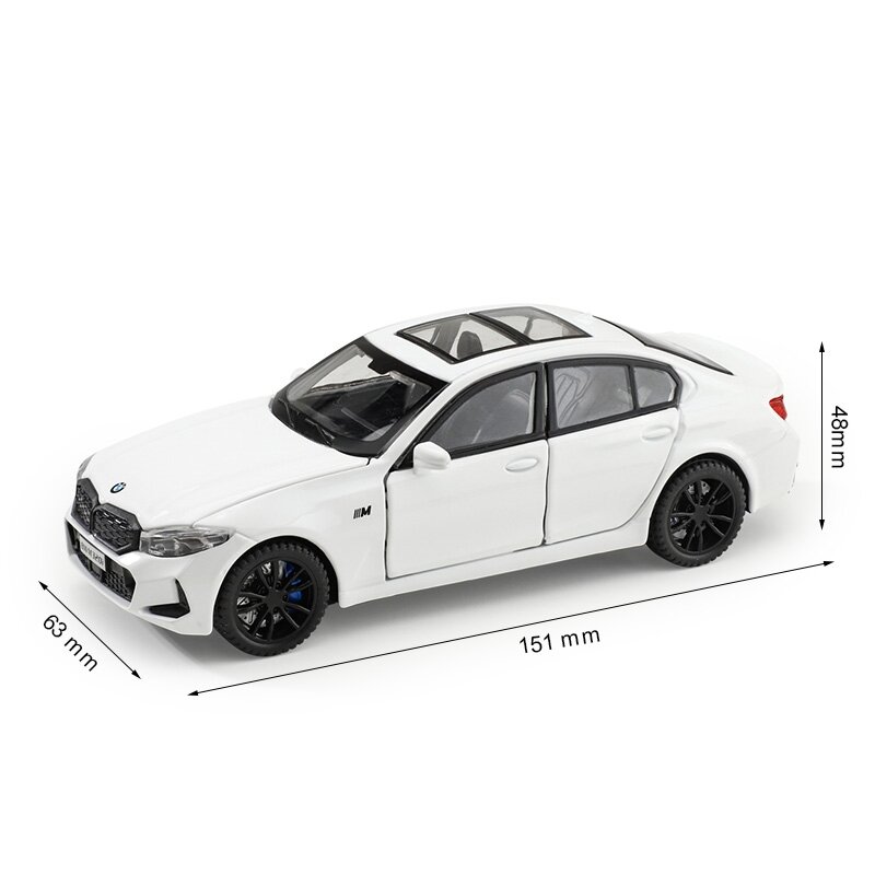 Коллекция 1/32 года, миниатюрный внедорожник BMW 320i, литая Игрушечная модель автомобиля со звуком и фотолюверсами, открывающаяся образовательная коллекция, подарок для детей, мальчиков