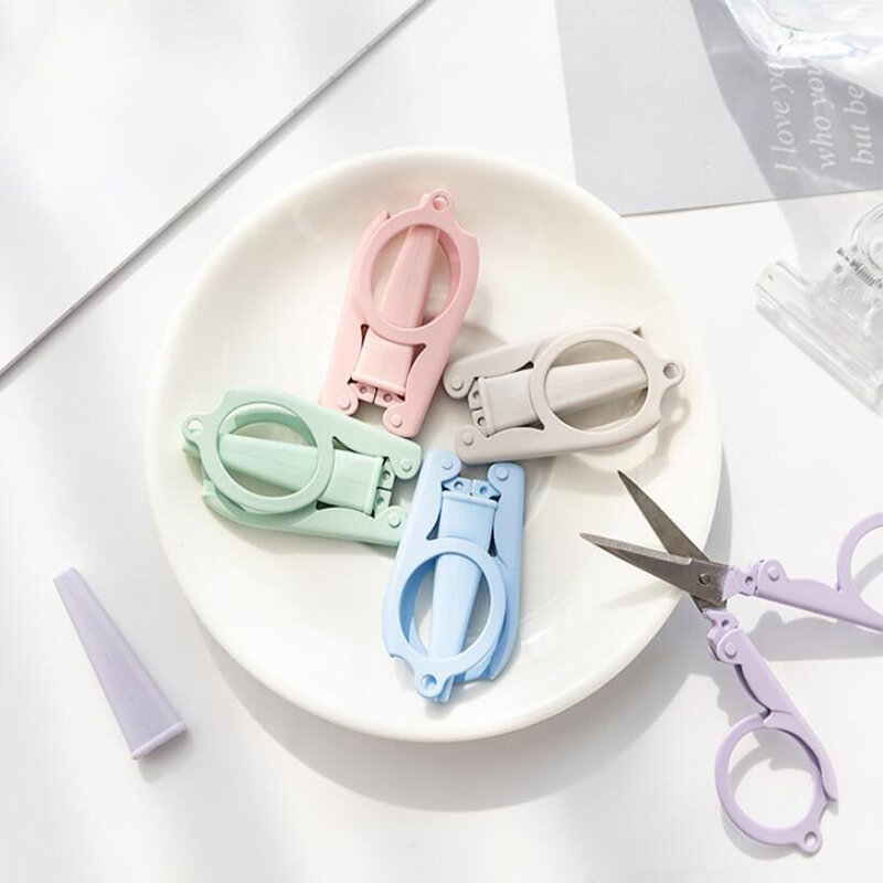 Cute Foldable Scissors Mini Morandi Paper Cutter Knife Portable Envelopes Opener DIY Handmade Art Tools School Office Supplies