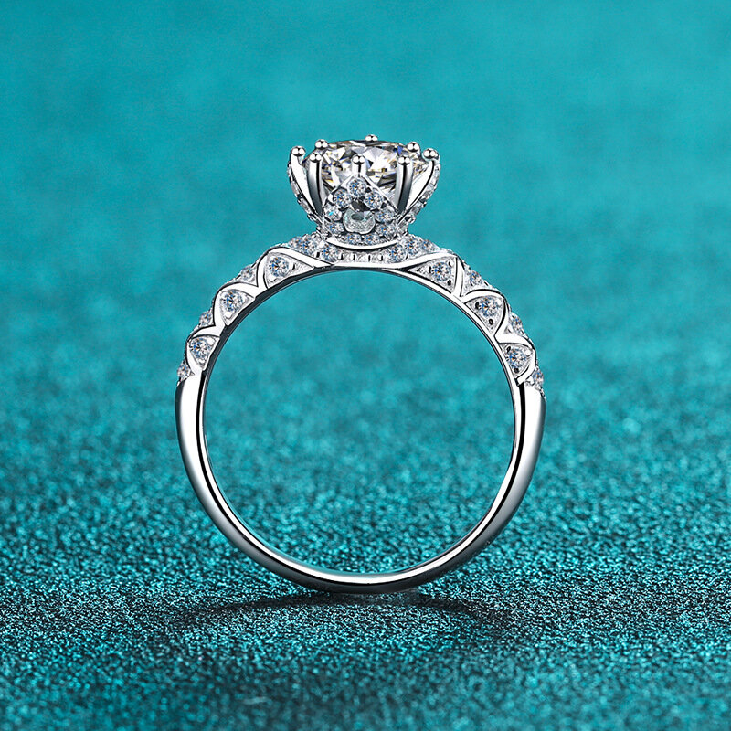Женское кольцо с муассанитом 1 карат, из серебра 925 пробы