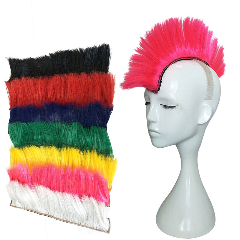 Цветные украшения для шлема, универсальные синтетические парики в стиле панк для езды на велосипеде, Искусственные парики Mohawk многоразовог...