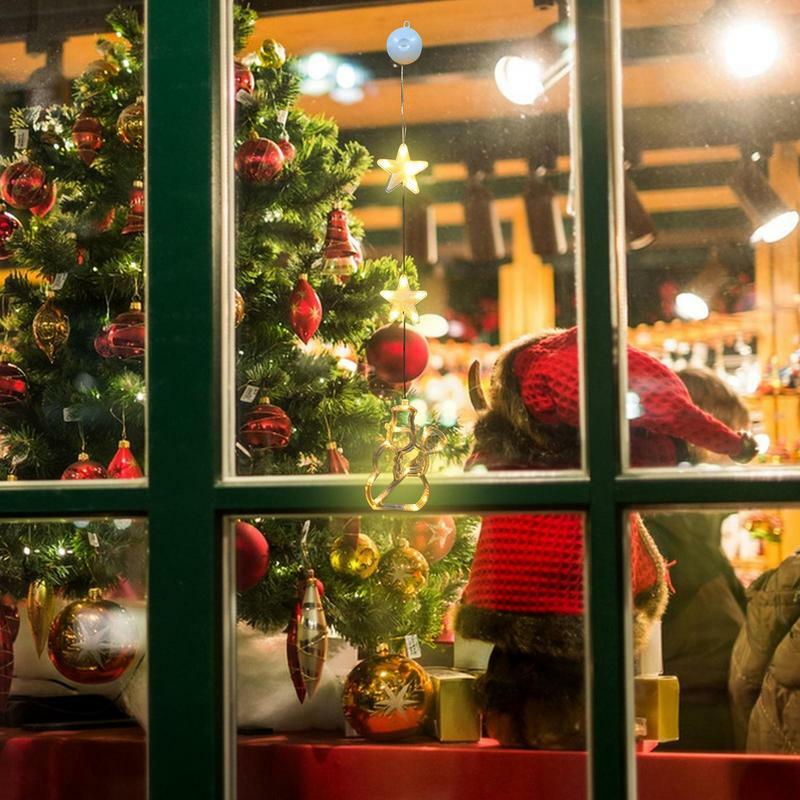 Подвесные Рождественские звезды освещение окон, подвесные огни для рождественского окна, работающие от батареи, рождественские украшения для окон