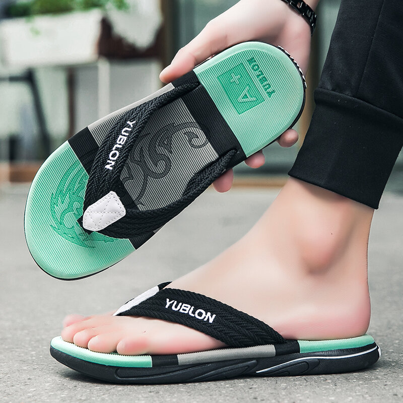 2023 Summer Flip Flops Men Beach Sandals Anti-slip Breathable Casual Men Beach Slippers Outdoor Big Size 45