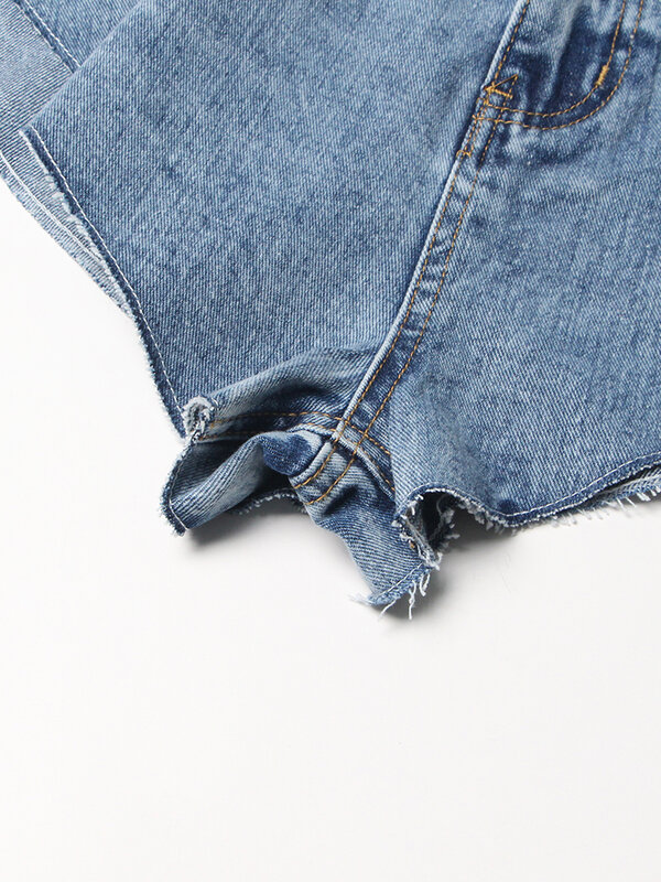 روميس-سراويل جينز نسائية أحادية اللون ، جيب مرقعة ، خصر مرتفع ، زر تقسم ، تنحنح غير منتظم ، شورت غير رسمي ، أنثى ،