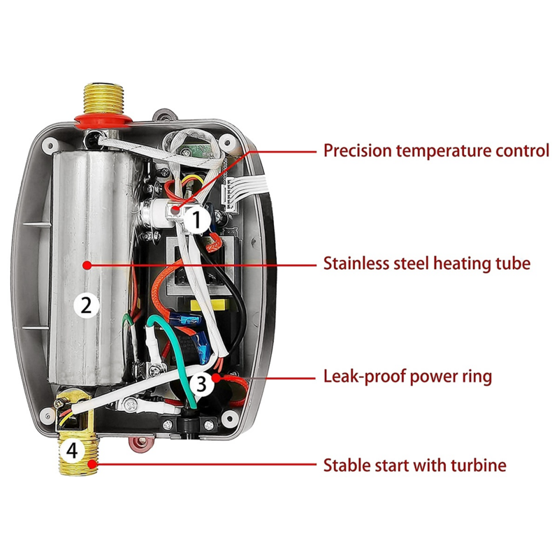 Mini bojler, 110V natychmiastowy elektryczny bezzbiornikowy podgrzewacz ciepłej wody bojler, elektryczny, gorący podgrzewacz ciepłej wody bojler 3000W, wtyczka US