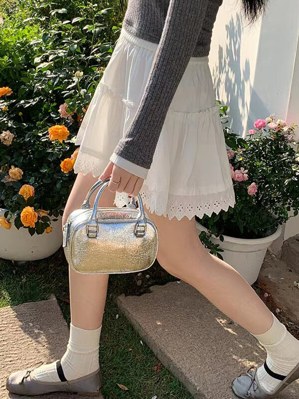 Falbanki w stylu Vintage koronkowe białe spódnice letnie jednolity wysoki talia krótkie Faldas damskie urocze słodki styl Preppy Mini spódniczki Y2k