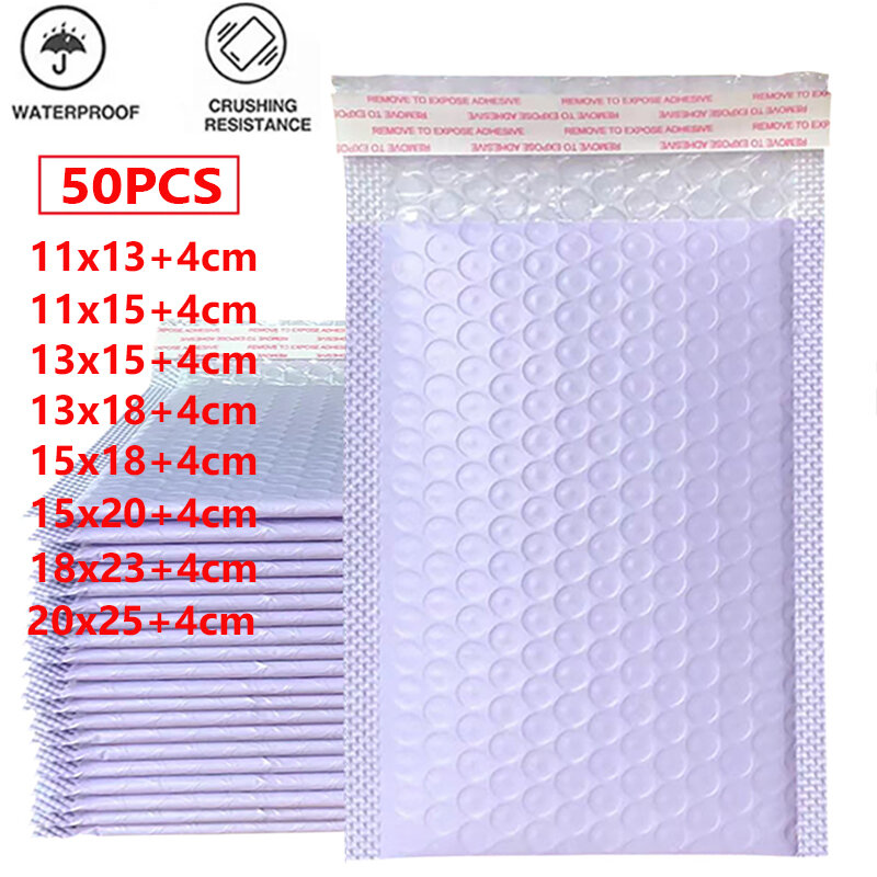 50PCS Bubble Mailers Self Seal Poly Mailer Padded Envelope Bag Waterproof Shipping Envelopes Bubble Bags for Mailing Packaging