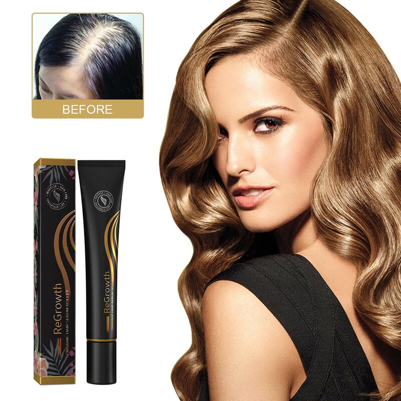 Roller Ball Regrowth Hair Serum Massage Scalp Anti-Fall Hair Liquid Improve Hair Strength Biotin Hair Growth Serum Essence