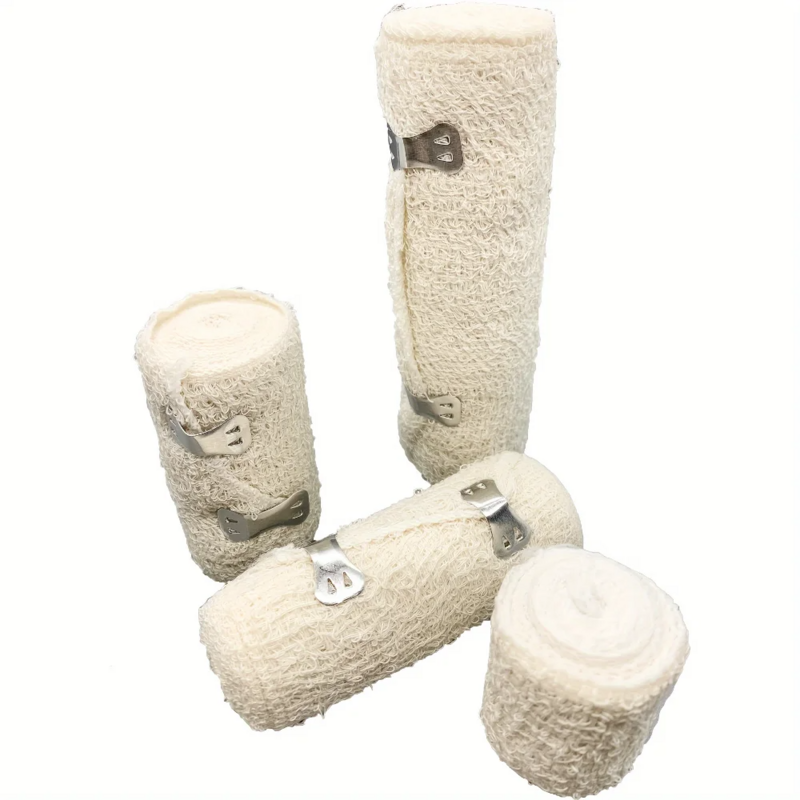 1 Roll Spandex Cotton Elastic Crepe Bandage Survival Kit Natural White Wrinkle Straps Wound Dressing Gauze Emergency Care