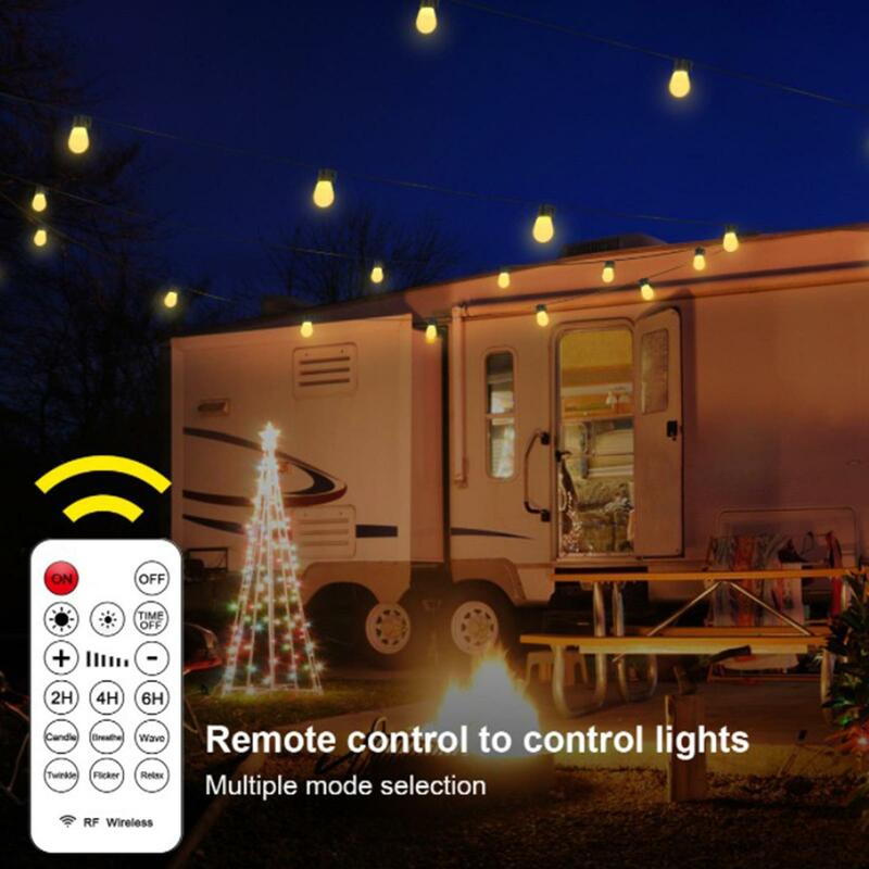Tira de 15 Bombillas LED resistentes a la intemperie, luces de hadas de fondo para patio de jardín, iluminación blanca cálida decorativa, 15M