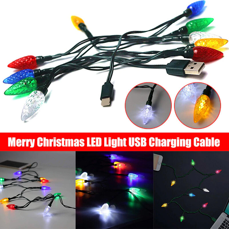2020, Рождественский светодиодный USB-кабель DCIN, зарядный шнур для телефона Android