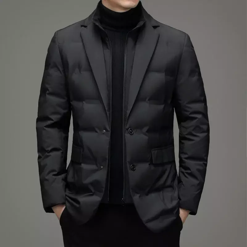 Jaqueta de pato para homens, casaco casual de negócios, colarinho de terno clássico, mantenha parkas quentes, qualidade superior, 90% nova chegada, 2023