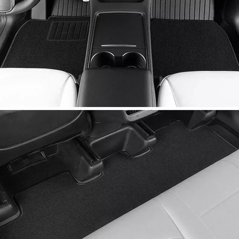 Impermeável 3D TPE Menis tapete, tapetes de veludo, dupla camada almofadas do carro, lavável 2 camadas almofadas para Tesla modelo Y 3, 6pcs