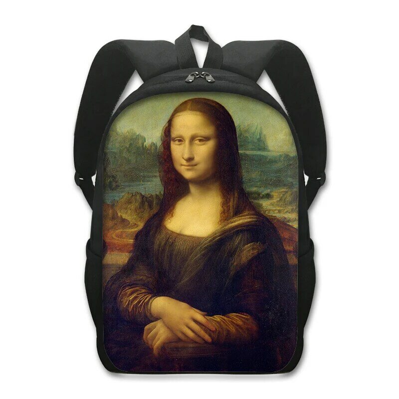 Plecak Da Vinci Rocks kobiety mężczyźni torby podróżne Mona Lisa szkoła torby dla nastolatków chłopców dziewczęcy plecak plecaki na laptopa