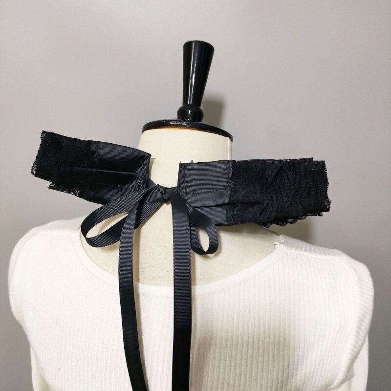 Collier à volants avec cravate en pour femmes, garniture en dentelle victorienne, livraison directe