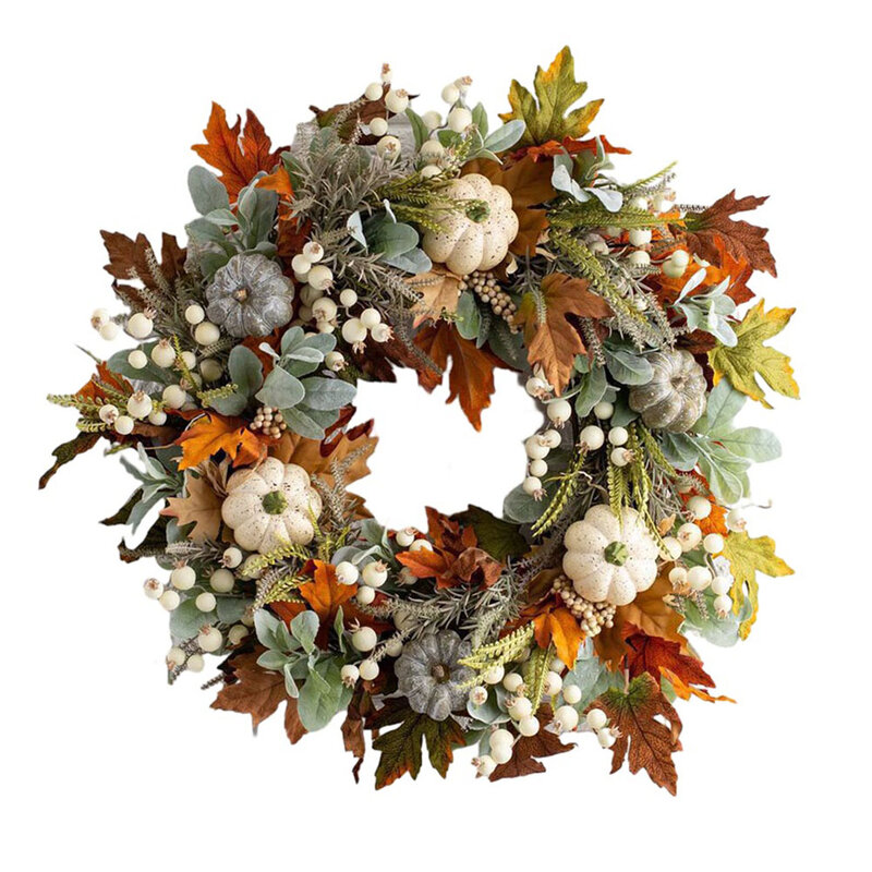 Венок с кленовыми листьями на Хэллоуин, 35*35 см, привлекательное осеннее украшение, Осенний венок для Хэллоуина, украшения ручной работы