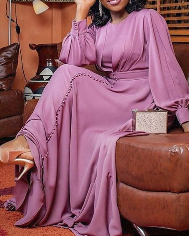 Vestido dashiki africano para mulheres, manga longa, colar redondo, longo, elegante, para festa de casamento, outono, 2023