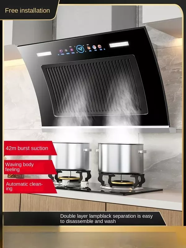 Penghisap besar mesin jarak samping mesin dapur rumah pedesaan smart range hood gaya baru.