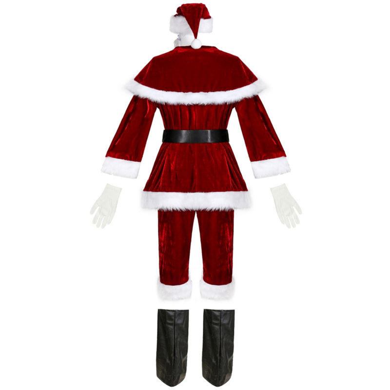 Adult Santa Costume Christmas Costumes Santa Claus Cosplay Party Suit for Boy Kids Children Cosplay Costume XL