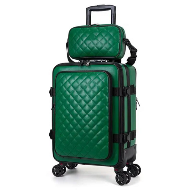 Кожаная коробка, роскошный Дорожный чемодан 20 дюймов 24 дюйма на колесах, большая тележка, брендовый чемодан с логотипом