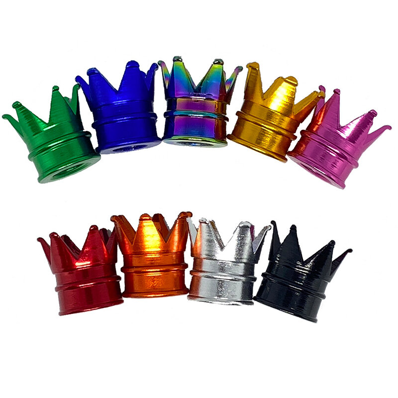 Crown-Tapa de vástago de válvula de aire de aluminio para rueda de coche, cubierta antipolvo, decoración decorativa para Exterior, 1/4 piezas