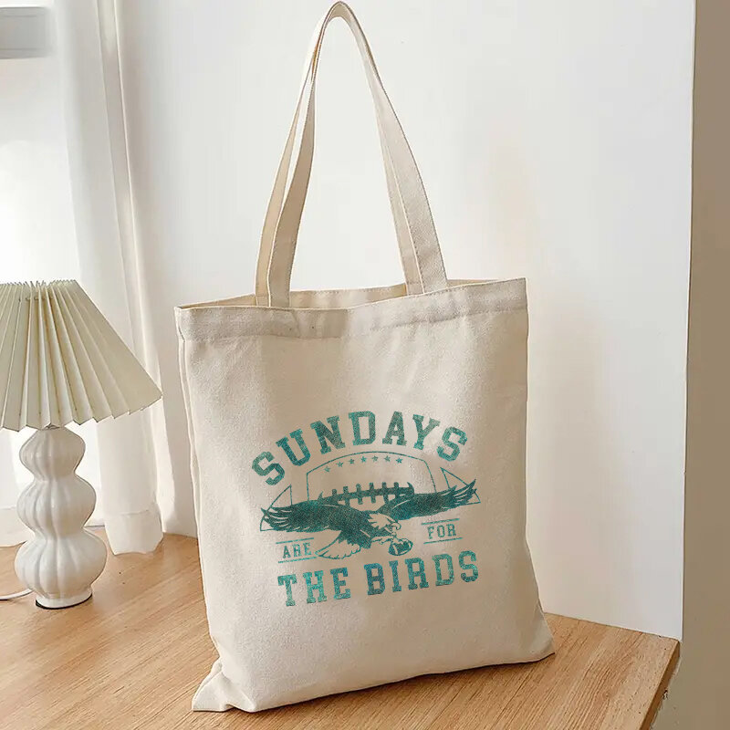 Sundays The Birds Print Canvas Tote Bag para mujer, bolso de mano ecológico, bolso de viaje, almacenamiento, organizador de equipaje, regalo portátil para ella