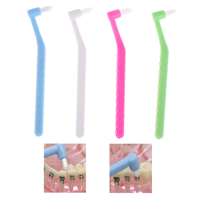 Cepillo Interdental de ortodoncia, herramienta de limpieza de dientes suaves de un solo haz, cuidado bucal, cabeza pequeña, pelo suave, 1 unidad