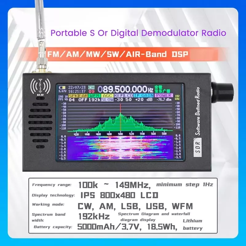 SDR-101 Software Defined Radio SDR Radio DSP Alloy Digital Demodulation Short Wave FM AM MW WFM SSB CW HAM Radio Receiver