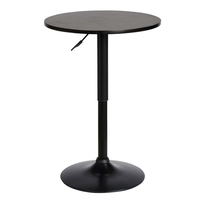 Adjustable Pub Table Black Brushed Wood & Black Metal Finish Bar Table for Bistro Pub Kitchen