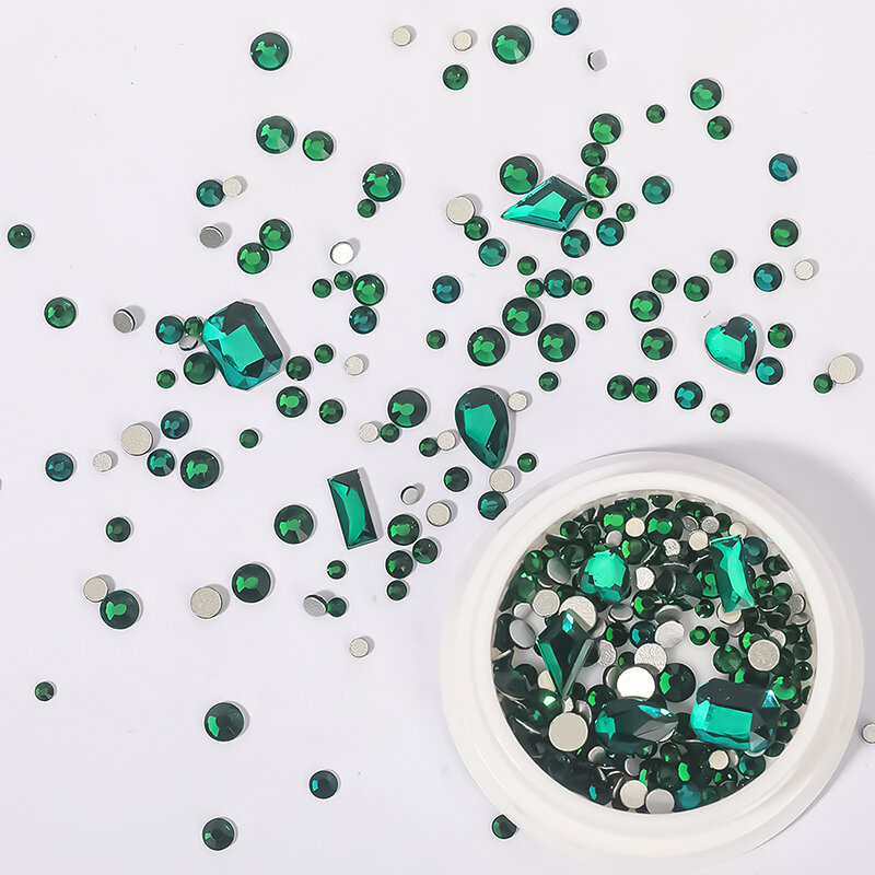 Dijes de cristal de diamantes de imitación para decoración de uñas, Gema de cristal, piedra plana, tamaño mixto, DIY