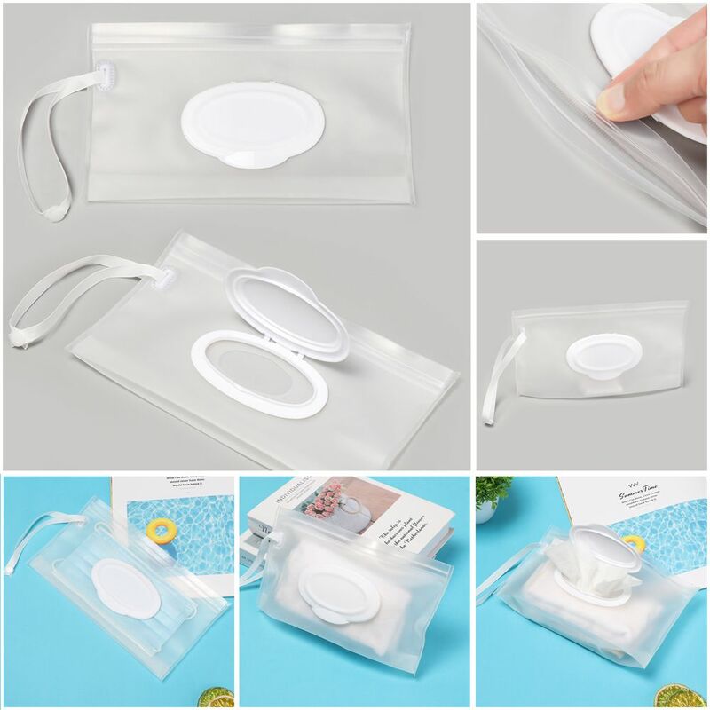 Kotak Clamshell dapat digunakan kembali mudah dibawa Masker Pembersih kasus serbet penyimpanan kantong tisu basah tas wadah kosmetik