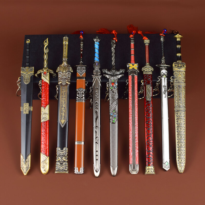 Металлический меч для открывания букв, 22 см, китайские мечи от древнего императора с держателем, искусственное оружие, коллекция игрушечного меча, косплей