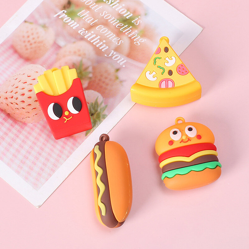 1Pc Cute Food Keychain Hamburger Fries Hot Dog Pizza Key Chain Car Key Chain Ring Student Bag Backpack Pendant Kids Gift