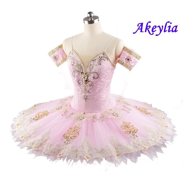 Gadis Pink Balet Klasik Tutu YAGP Profesional Kain Jacquard Piring Pancake Tutu Balet Custom untuk Sugar Plum Fairy Anak