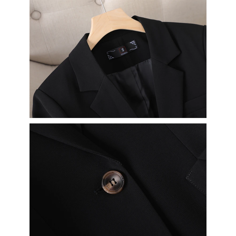 Blazers de trabajo para mujer, chaqueta Formal ajustada, en negro, azul y blanco, para oficina, otoño e invierno, novedad de 2024