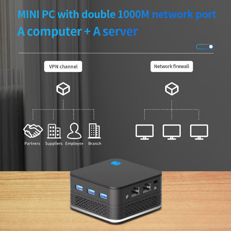 FIREBAT-Mini PC Desktop Computer, T9 PLUS, Intel N100, 16GB, LPDDR5, 512G, Windows 11, BT4.2, WiFi 5, Ultra Small Dual LAN, Três HDMI