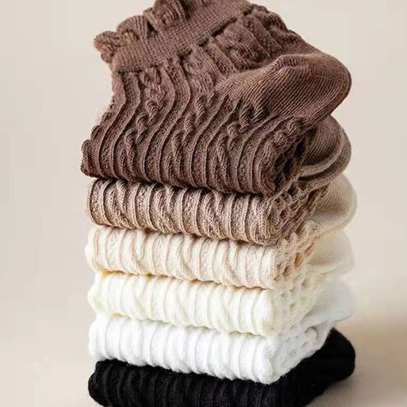 Chaussettes de rinçage en coton monochromatique pour femmes, bord d'oreille en bois confortable, mode vintage, chaussette de femme enceinte, mince, simple, doux, mignon, été, 1 paire