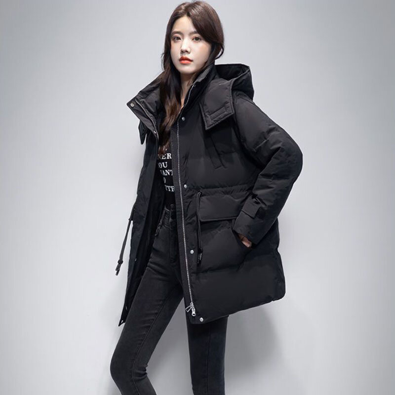 Down Cotton-Padded Jacket Women's Overcoat 2024 Autumn Winter New Thicke Warm Parker Coat Fashion Long Hooded Cotton Jacket