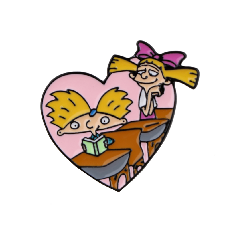 Hey Arnold! Classic Cartoon Lapel Pins for Backpacks Enamel Pins Badges Brooches for Clothing Fashion Jewelry Accessories