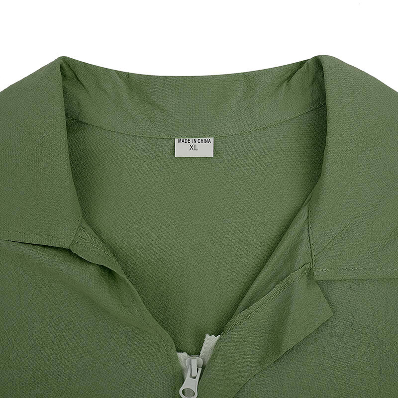 Short Sleeve Lapel Zip-up Mens Overalls Romper 2024 Spring Summer Trendy Pockets Pure Color Jumpsuit For Men Clothing Streetwear