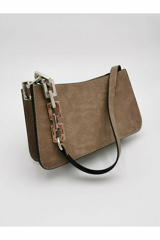 Women's Mink Nubuck Hand And Shoulder Bag With Chain Strap