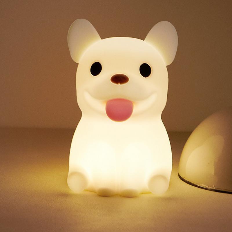 Lampu meja sentuh samping tempat tidur LED, lampu malam anjing lampu kamar anak lampu malam LED ketuk lampu suasana dapat diisi ulang untuk