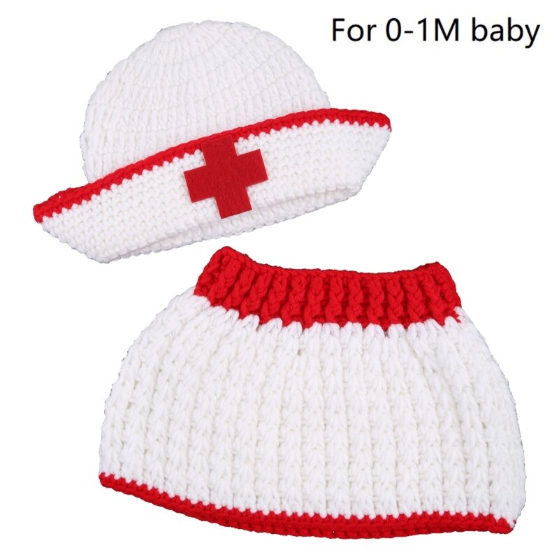 Set Rok Topi Rajut Bayi Alat Peraga Foto Cos Bayi Baru Lahir untuk Aksesori Kostum Bermain 2-in-1