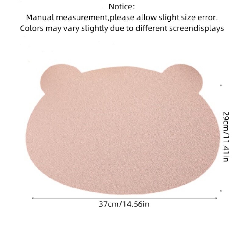 INS Animal Head PU Leather Double Sided Two Colors Meal Mats Children's Waterproof Oil Proof Bowl Pot Dining Table Mat