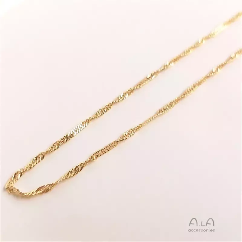 Cadena chapada en oro de 14 quilates para bolso, cadena de onda de Agua De Oro real, colgante de mano, collar, auricular, material de cadena suelta
