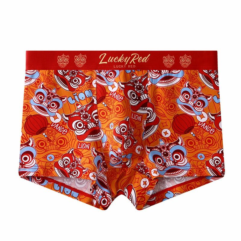 Red Flat Boxer Mens Print U convesso Pouch Boxer slip Underwears cotone maschile traspirante mutande oversize pantaloncini regali