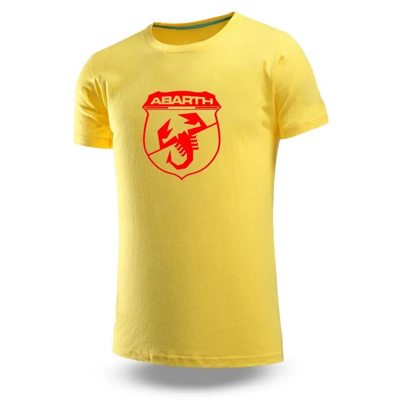 2024 Abarth Men Brand Summer Ordinary Short Sleeve T Shirt Cotton Solid Color Printing Fashion Versatile Streetwear